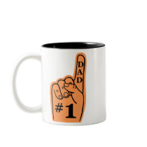#1 Dad Sports Fan Hand in Orange mugs
