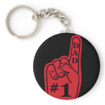 #1 Dad Sports Fan Hand in Red keychains