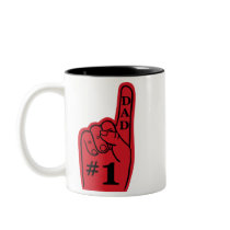 #1 Dad Sports Fan Hand in Red mugs