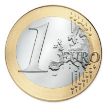 1 EURO Coin Round Stickers