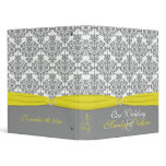 1" Gray Damask with Yellow Wedding Binder