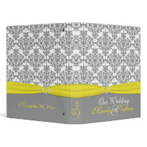 1" Gray Damask with Yellow Wedding Binder