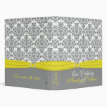 1" Gray Damask with Yellow Wedding Binder
