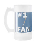 #1 Hockey Fan Blue and White Vertical Stripe Mug