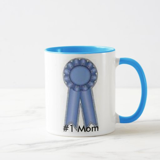 #1 Mom Blue Ribbon Mug | Zazzle