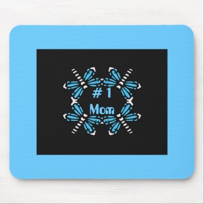 # 1 Mom, Dragonflies, purple & blue on black Mouse Pads