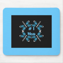 # 1 Mom, Dragonflies, purple & blue on black Mouse Pads