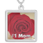 #1 Mom Red Rose Necklace