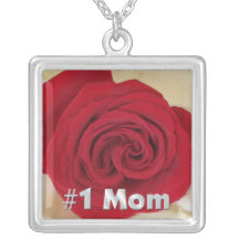 #1 Mom Red Rose Necklace
