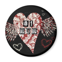 #1 Mum Urban Fleur Winged Heart magnets