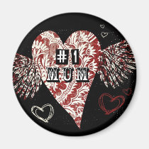 #1 Mum Urban Fleur Winged Heart magnets