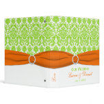 1" Orange, White and Lime Damask Wedding Binder