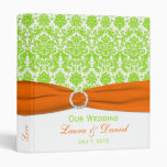 1" Orange, White and Lime Damask Wedding Binder