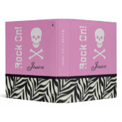 1&quot; Personalized Skull &amp; Crossbone Zebra Binder