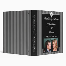 1" Photo Binder Scrapbook Black Gray Flourish Stri