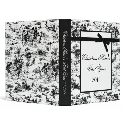 1" Photo Binder Scrapbook Black Toile Fabric Print by AnnLeeDesigns