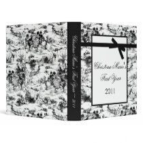 1" Photo Binder Scrapbook Black Toile Fabric Print