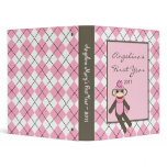 1" Photo Binder Scrapbook Pink Argyle Sock Monkey