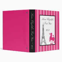 1" Photo Binder Scrapbook Pink Poodle Paris Eiffel