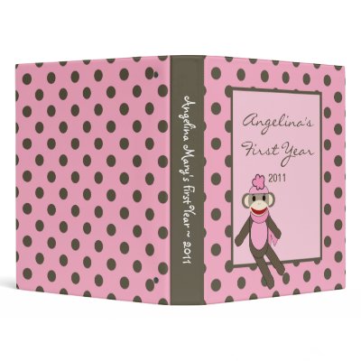 1" Photo Binder Scrapbook Pink Sock Monkey by AnnLeeDesigns