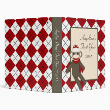 1" Photo Binder Scrapbook Red Sock Monkey