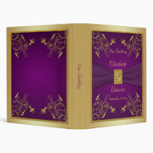 1" Purple and Gold Floral Wedding Binder
