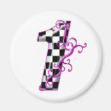 1 purple race number magnet