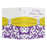 1" Purple Yellow White Damask Wedding Binder
