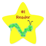#1 Reader Bookworm Star Stickers