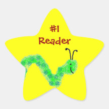 #1 Reader Bookworm Star Stickers