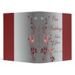 1" Red and Silver Floral Wedding Binder