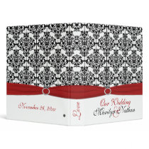 1" Red, White and Black Damask Wedding Binder