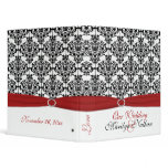 1" Red, White and Black Damask Wedding Binder