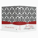1" Red, White and Black Damask Wedding Binder