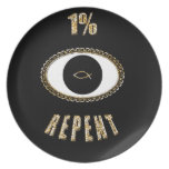 1% repent fish party plates