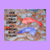 1 shrimp, 2 shrimp postcards