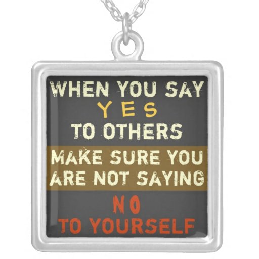 1 Side / YES & NO Square Necklace Zazzle