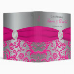 1" Silver/Gray and Pink Damask Wedding Binder