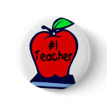 #1 Teacher (Apple/Books) Pinback Button