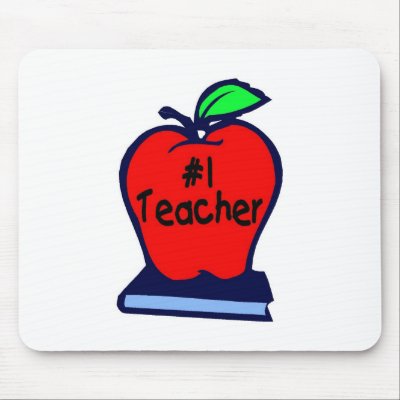 #1 Teacher (Apple/Books) Mouse Mat by TeeZazzle