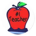 #1 Teacher (Apple/Books) Round Stickers