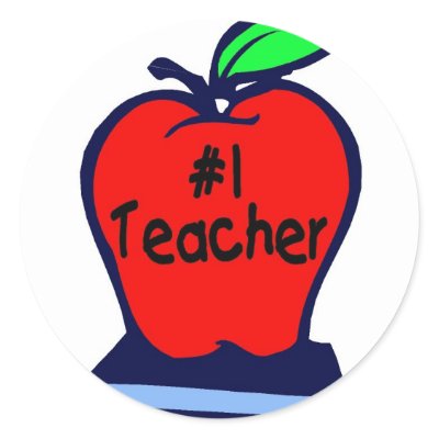 #1 Teacher (Apple/Books) Round Stickers by TeeZazzle