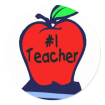 #1 Teacher (Apple/Books) stickers by TeeZazzle #1 Teacher (Apple/Books) stickers