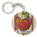 #1 teacher apple keychains