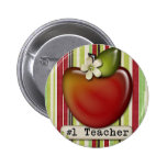 #1 teacher apple pins