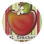 #1 teacher apple sticker