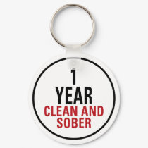 1 Year Clean and Sober keychains