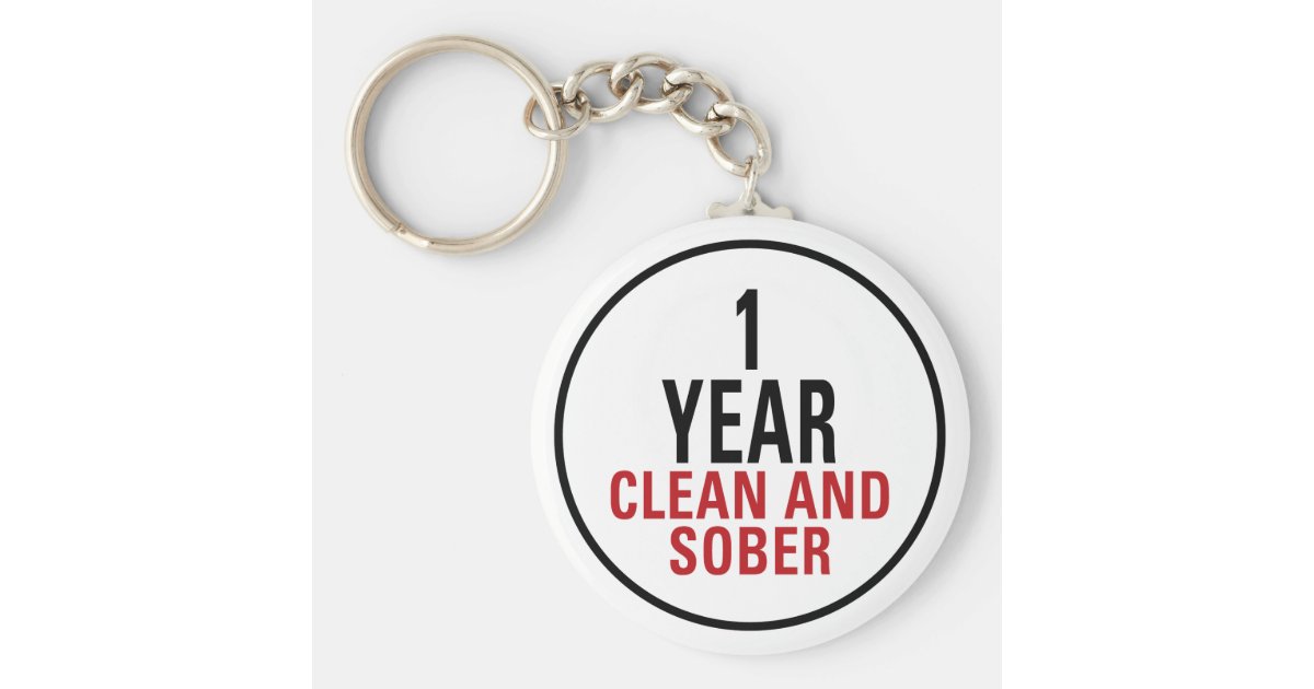 1 Year Clean and Sober Keychain Zazzle