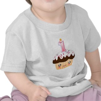 1 Year Cupcake T - Pink shirt