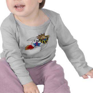 1 year old boy in a rocket shirt